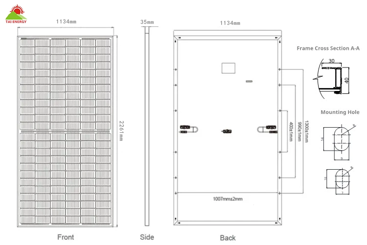 Tai Energy Half Cell 144PCS 182mm Wafer 520W 525W 530W 535W 540W 545W 550W off Grid Solar Power System Good Price Top Quality on Grid A Grade Solar Panel